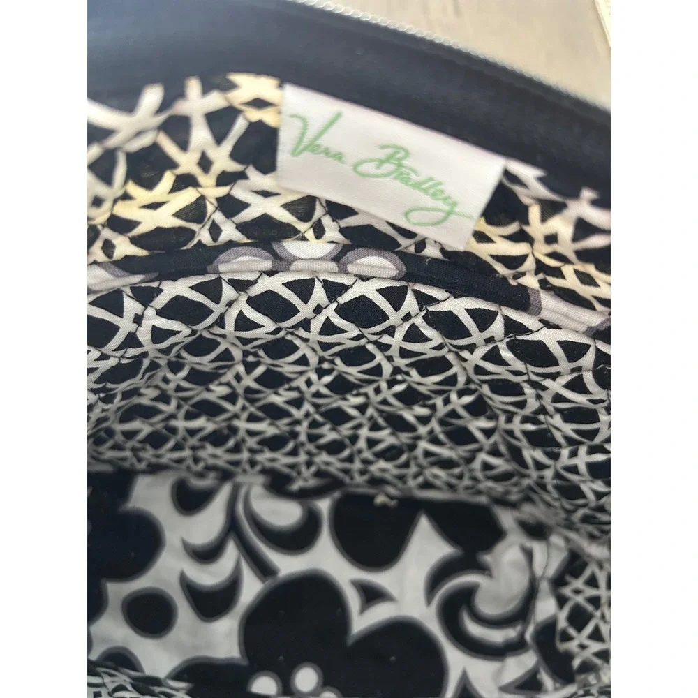 Vera Bradley Night and Day Quilted Floral Shoulder Bag Black White Crossbody